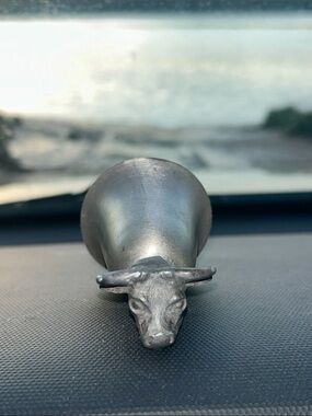 Pewter Bull Steer Head Shot Cup Vintage